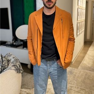 Ann Demeulemeester Distressed Men's  Orange jacket